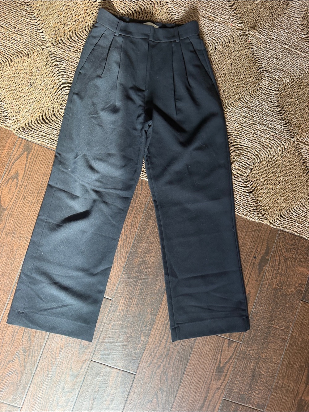 Abercrombie & Fitch Black High-Rise Wide-Leg Trousers